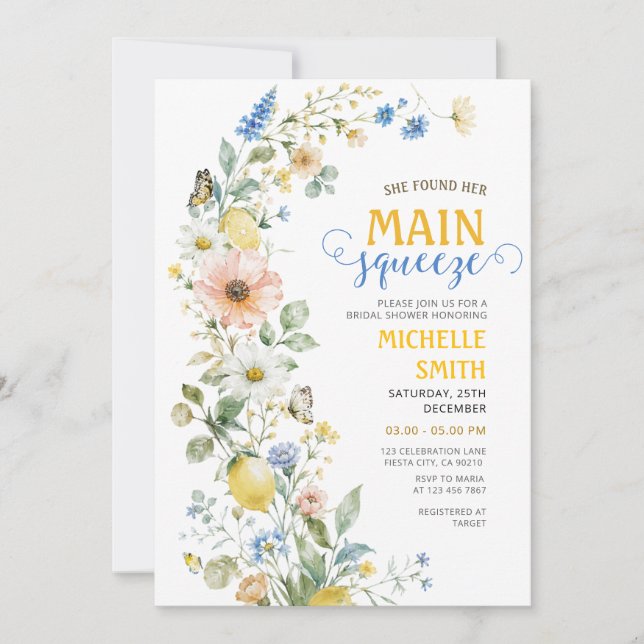 Wildflower Main Squeeze Bridal Shower Invitation (Front)