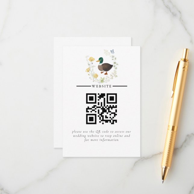 Wildflower Mallard Duck Wedding Enclosure Card (Front/Back In Situ)