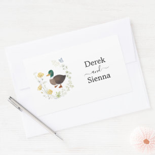 Wildflower Mallard Duck Wedding Rectangular Sticker