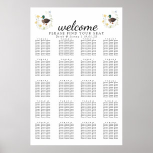 Wildflower Mallard Duck Wedding Seating Poster