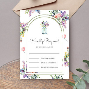Wildflower Mason Jar Arch Wedding RSVP Card