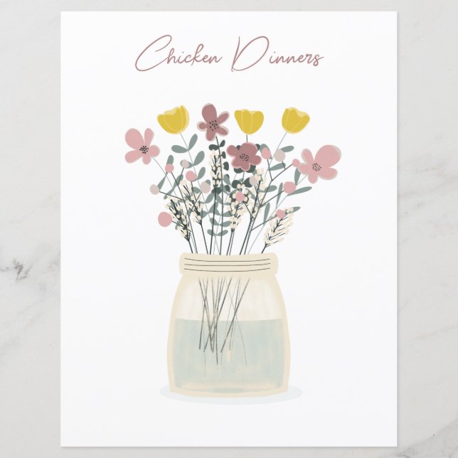 Wildflower Mason Jar Chicken Recipe Divider (Front)