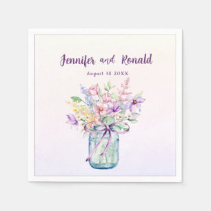  Wildflower  Mason Jar Wedding Personalised  Napkin