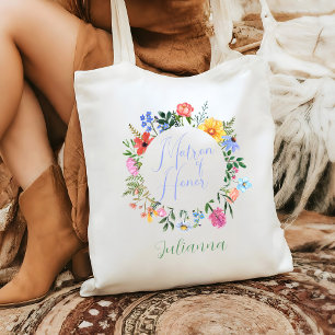 Wildflower Matron of Honor Script Wedding  Tote Bag