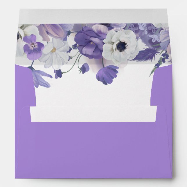 Wildflower Mauve Boho Rustic Purple Wedding Envelope (Back (Bottom))