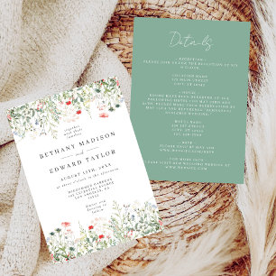 Wildflower Meadow All In One Wedding Invitation