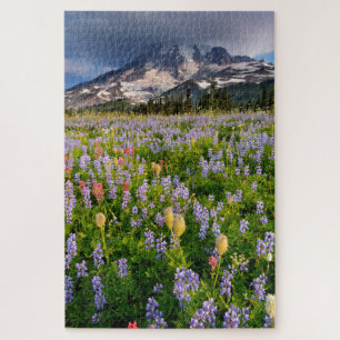 Wildflower Meadow and Lenticular at Mount Rainier Jigsaw Puzzle