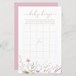 Wildflower Meadow Baby Bingo Game Card