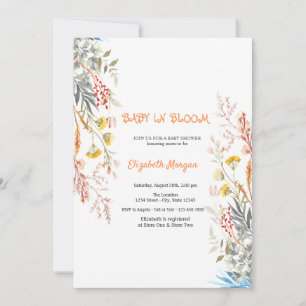 Wildflower Meadow Baby in Bloom Dried Baby Shower Invitation