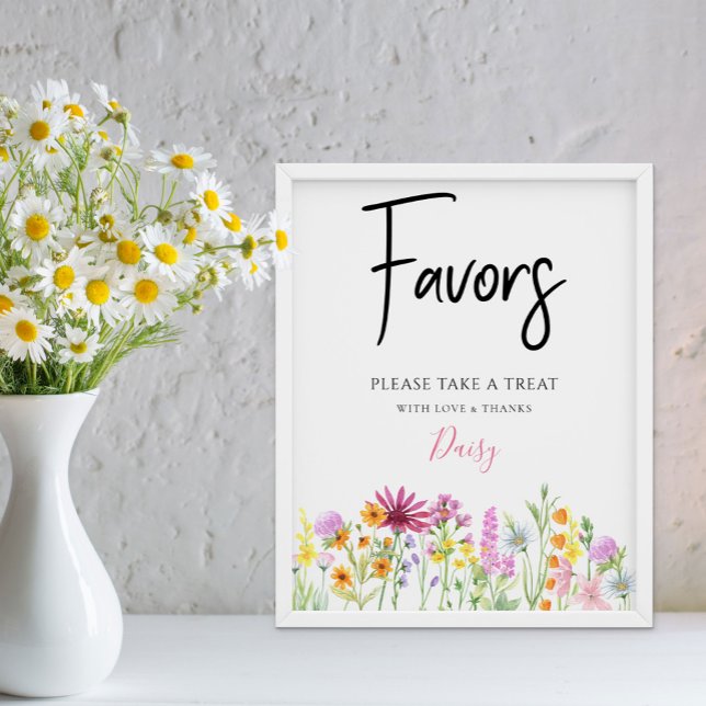 Wildflower Meadow Baby Shower Favours Poster (Floral favors sign from my Wildflower Meadow Collection - or printed or as digital file)