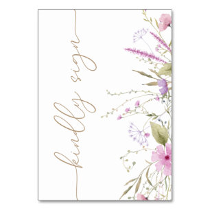 Wildflower Meadow Baby Shower Table Sign Number