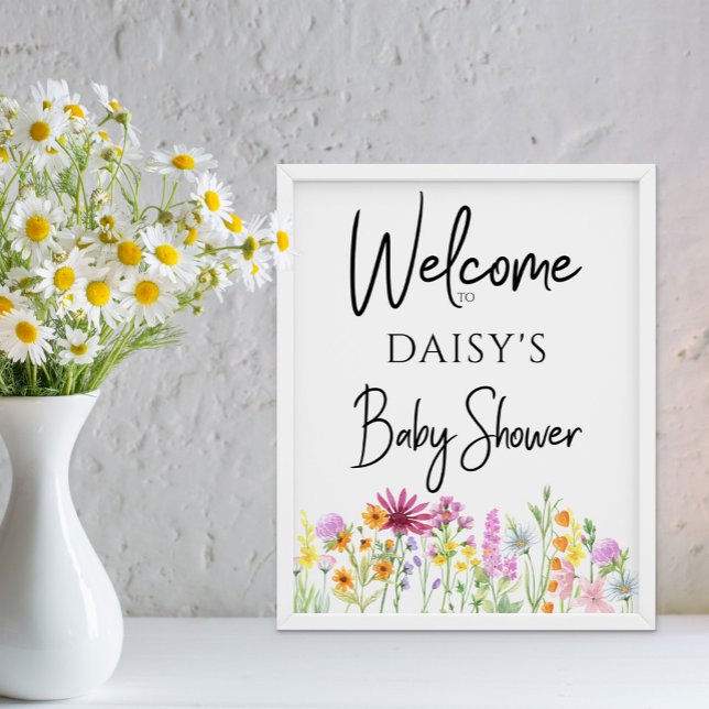 Wildflower Meadow Baby Shower Welcome Poster (Baby Shower welcome sign from my Wildflower Meadow Collection - or printed or as digital file)