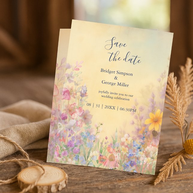 Wildflower Meadow Barn Wedding safe the date Invitation (Creator Uploaded)