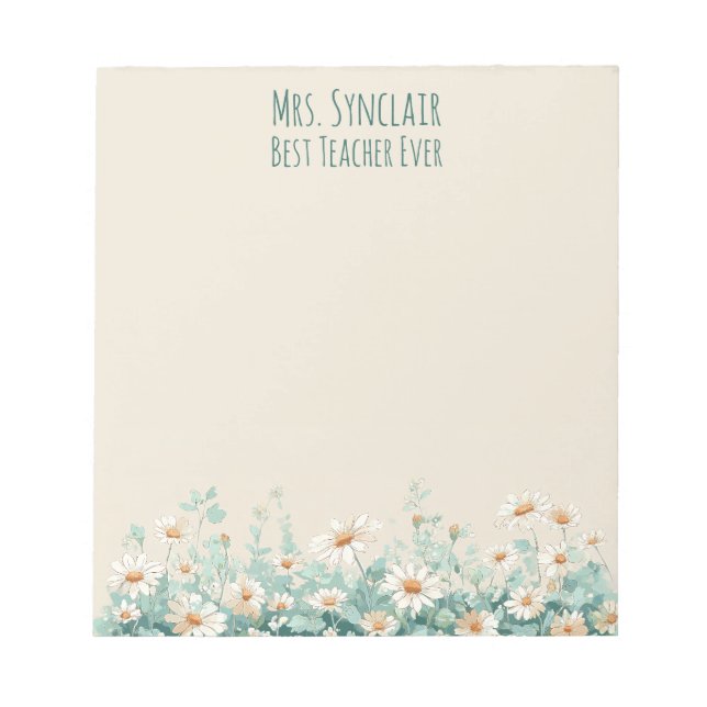 Wildflower Meadow Best Teacher Ever Appreciation Notepad (Front)