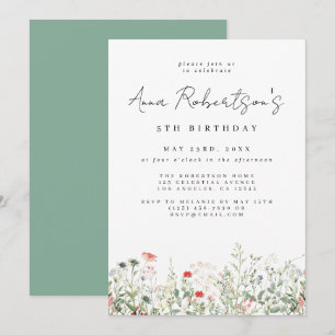 Wildflower Meadow Birthday Invitation