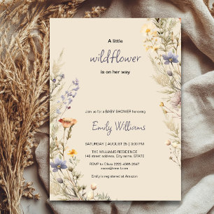 Wildflower meadow boho baby shower invitation