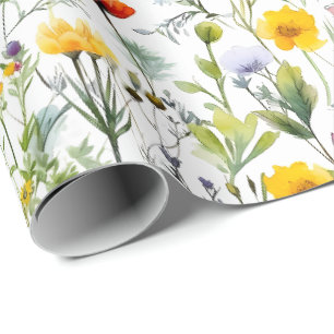 Wildflower Meadow Botanical Garden Blooms Cottage Wrapping Paper