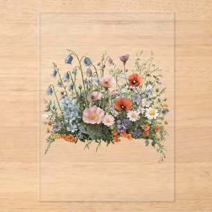 Wildflower meadow botanical garden flowers acrylic invitations