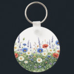 Wildflower meadow botanical garden flowers key ring<br><div class="desc">Natural wildflower meadow with delicate botanical blossoms. A colorful mix of meadow flowers and daisies creates a lively spring nature scene inspired by blooming fields.</div>