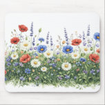 Wildflower meadow botanical garden flowers mouse pad<br><div class="desc">Natural wildflower meadow with delicate botanical blossoms. A colorful mix of meadow flowers and daisies creates a lively spring nature scene inspired by blooming fields.</div>