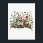 Wildflower meadow botanical garden flowers postcard<br><div class="desc">Natural wildflower meadow with delicate botanical blossoms. A colorful mix of poppies,  daisies and garden flowers creates a lively spring nature scene inspired by blooming fields.</div>