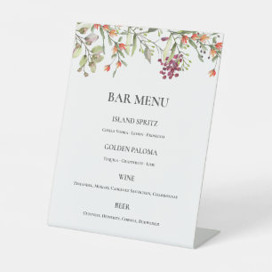 Wildflower Meadow Botanical Wedding Bar Menu Sign