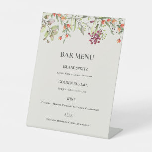 Wildflower Meadow Botanical Wedding Bar Menu Sign
