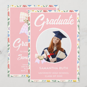 Wildflower Meadow Bow Graduation party Photo Invitation