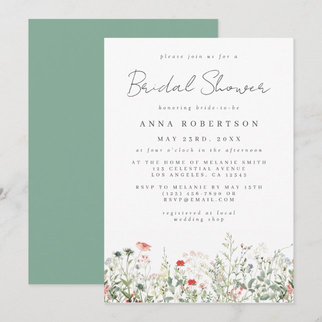 Wildflower Meadow Bridal Shower Invitation (Front/Back)