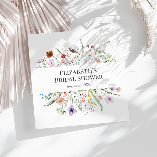 Wildflower Meadow Bridal Shower Napkins (Wildflower Meadow Bridal Shower Napkins on a sunny white table.)