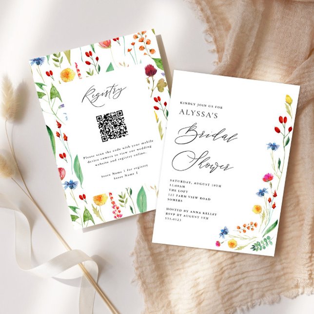 Wildflower Meadow Bridal Shower QR Code Invitation (Creator Uploaded)