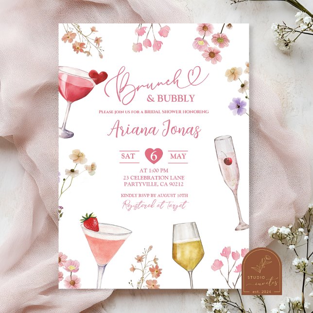 Wildflower Meadow Brunch and Bubbly Bridal Shower Invitation (Creator Uploaded)