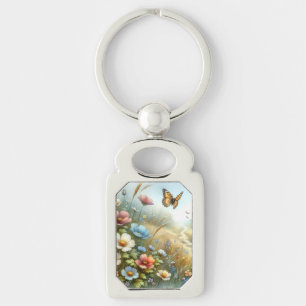 Wildflower Meadow Butterfly Garden Key Ring