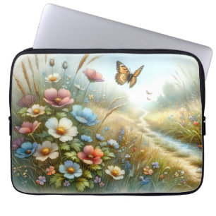 Wildflower Meadow Butterfly Garden Laptop Sleeve