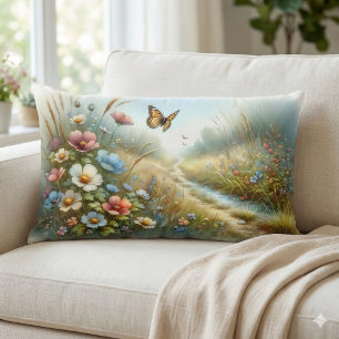 Wildflower Meadow Butterfly Garden Lumbar Cushion