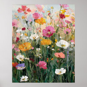 Wildflower Meadow Colorful Floral Oil Painting Poster