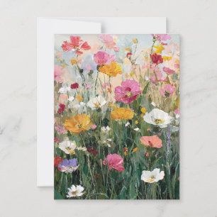 Wildflower Meadow Colourful Floral Oil Painting Postcard