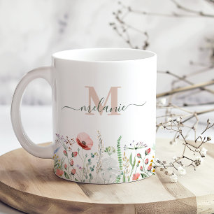Wildflower Meadow Custom Name Monogram Coffee Mug