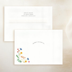 Wildflower Meadow Design, Return Address Printed Envelope