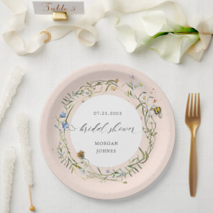 wildflower meadow elegant bridal shower paper plat paper plate