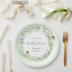 wildflower meadow elegant bridal shower paper plate