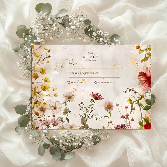 Wildflower Meadow Fall Wedding RSVP Card (Creator Uploaded)