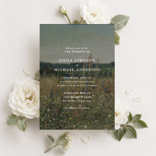 Wildflower meadow fine art wedding invitation