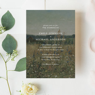 Wildflower meadow fine art wedding invitation