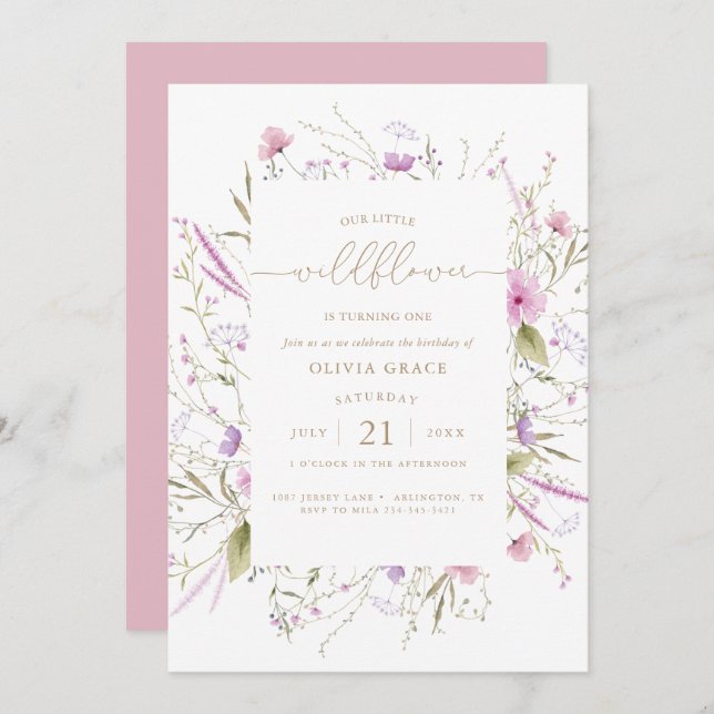 Wildflower Meadow | First Birthday Invitation (Front/Back)