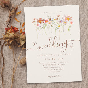 Wildflower Meadow Floral Beige Terracotta Invitation