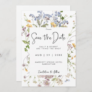Wildflower meadow floral save the date card