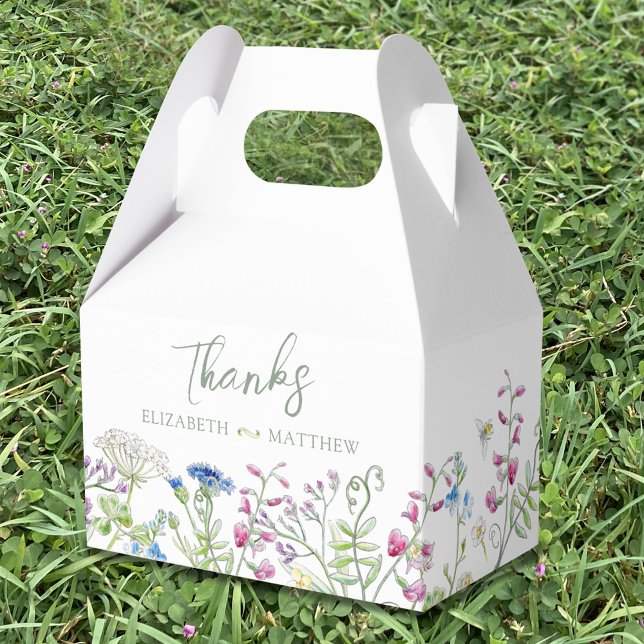 Wildflower meadow floral watercolor art wedding  favour box (Creator Uploaded)