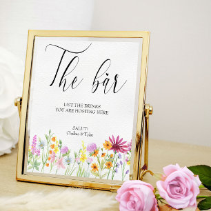 Wildflower Meadow Floral Wedding Bar Sign