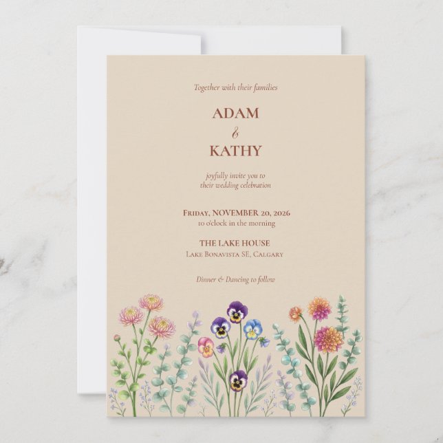 Wildflower Meadow Floral Wedding Invitation (Front)
